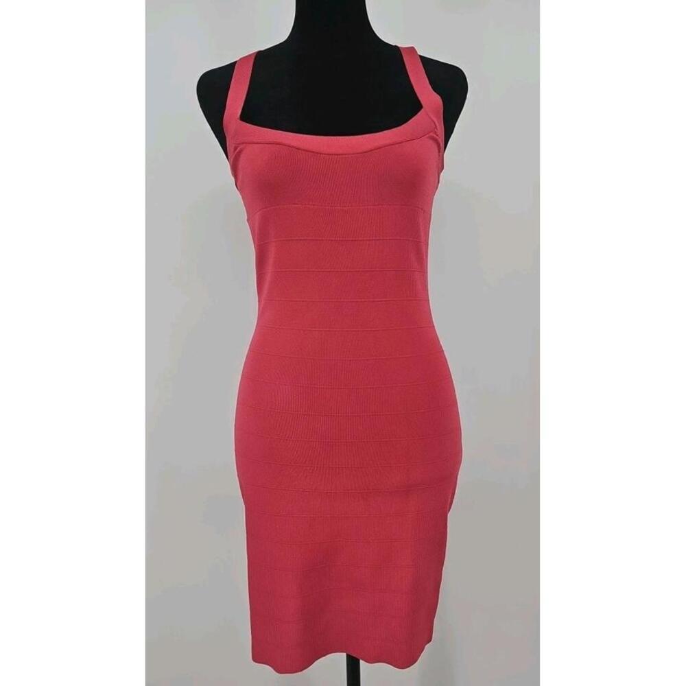 Y2K‎ Bebe Pink  Bandage Dress V Back Barbiecore Party Dress Bodycon NWT